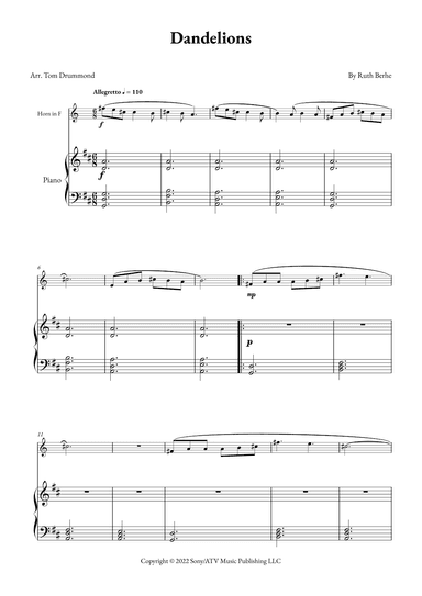 Dandelions (arr. Tom Drummond)