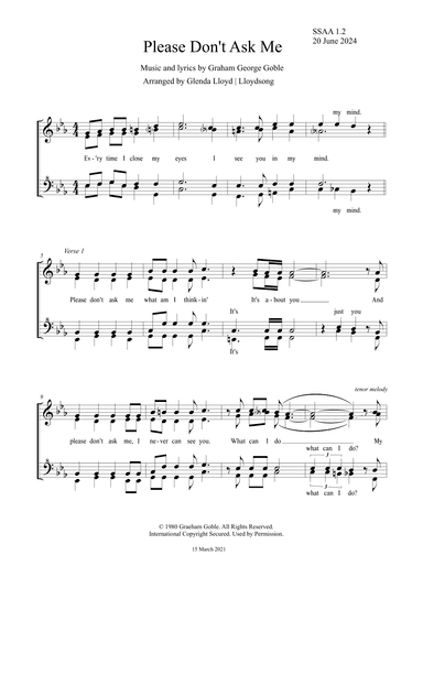 Please Don't Ask Me (arr. Glenda Lloyd)