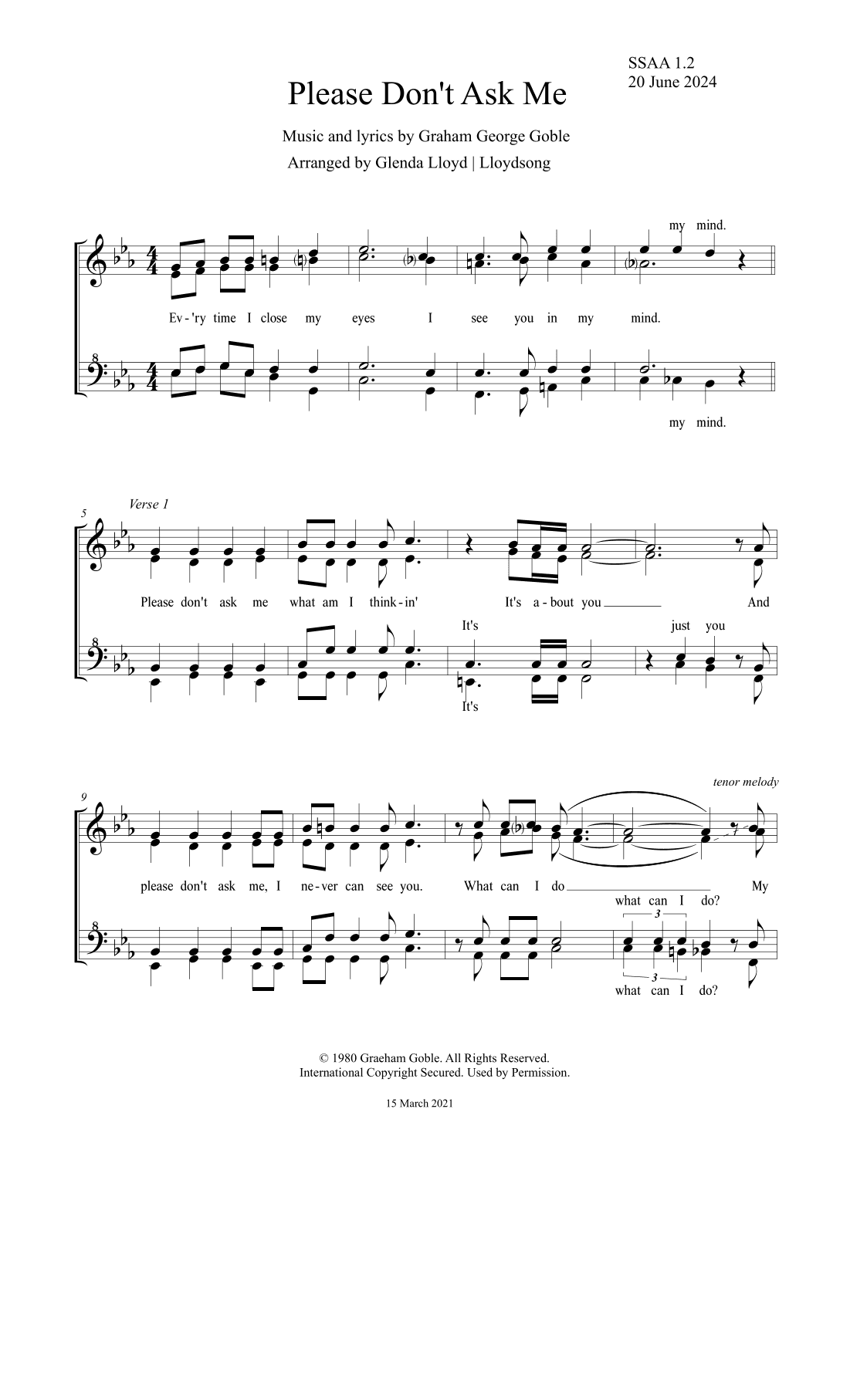Please Don't Ask Me (arr. Glenda Lloyd)