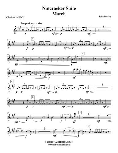 Tchaikovsky Nutcracker Suite - Clarinet in Bb 2 (Transposed Part), Op.71a (arr. Doug Clyde)