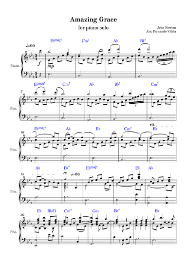 Amazing Grace (piano solo) - Eb (arr. Fernando Vilela)