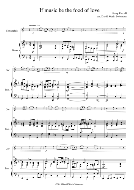 If music be the food of love for cor anglais and piano (arr. David Warin Solomons)