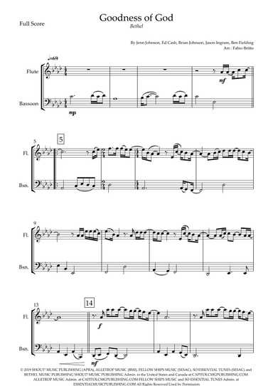 Goodness Of God (arr. Fabio Britto)