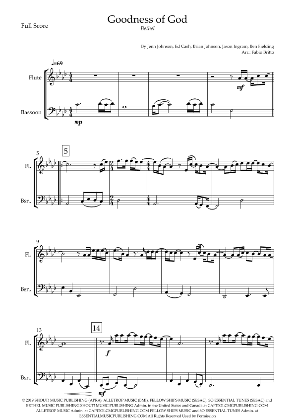 Goodness Of God (arr. Fabio Britto)