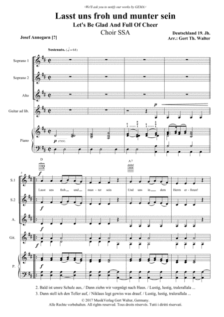 Let's Be Glad And Full Of Cheer (arr. Gert Th. Walter)
