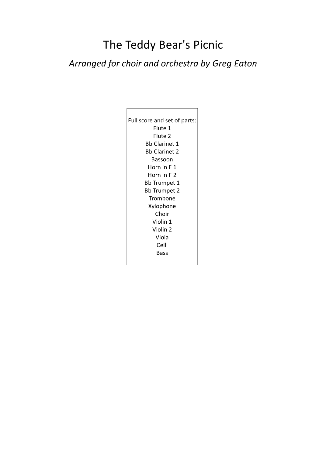 Teddy Bears Picnic (arr. Greg Eaton)