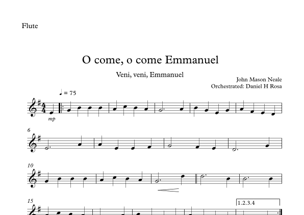O come, o come Emmanuel - Veni, veni Emmanuel - Christmas Carol - Flute (arr. Daniel H Rosa)