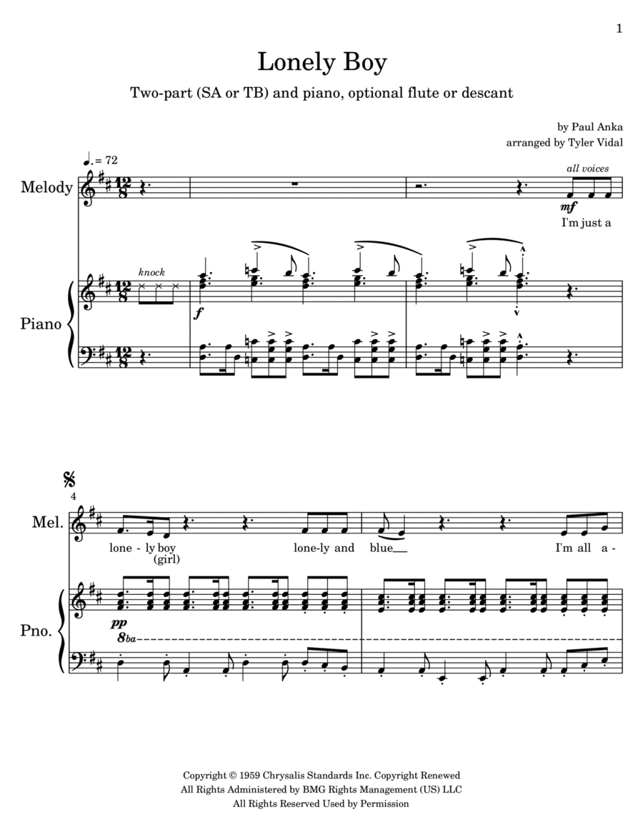 Lonely Boy (arr. Tyler Vidal)