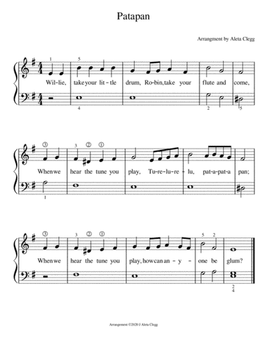 Patapan for early beginner (arr. Aleta Clegg)