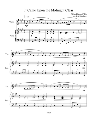 It Came Upon the Midnight Clear (Violin Solo with Piano Accompaniment) (arr. B. C. Dockery)