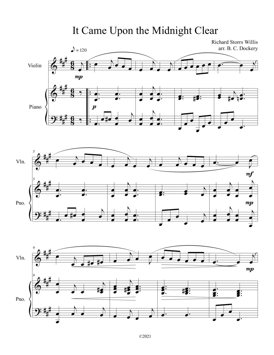 It Came Upon the Midnight Clear (Violin Solo with Piano Accompaniment) (arr. B. C. Dockery)