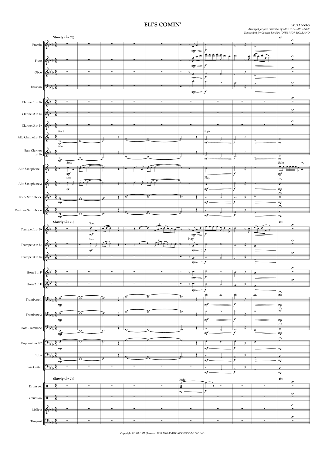Eli's Comin' (arr. John Ivor Holland)