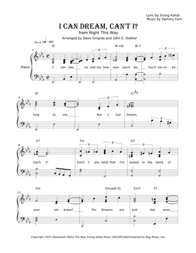 I Can Dream, Can't I? (arr. Dave Gingras and John E. Dosher)