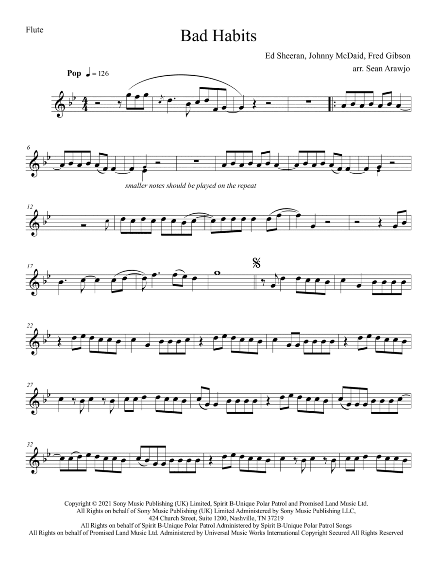Bad Habits (arr. Sean Arawjo)