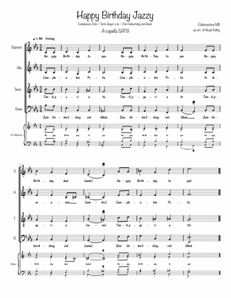 Happy Birthday Jazzy (SATB) (arr. Marco Borsoi)