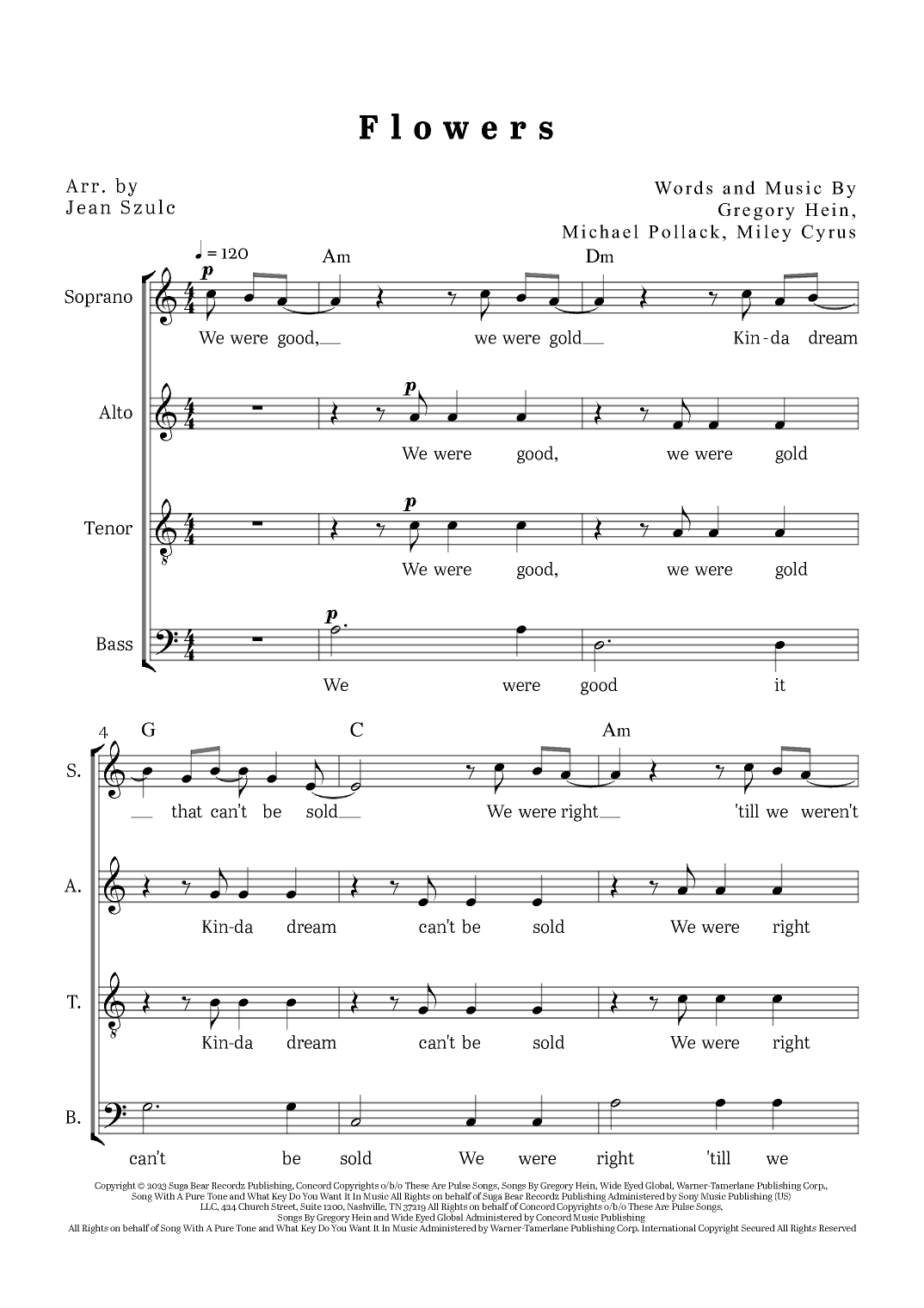 Flowers (arr. Jean Szulc)