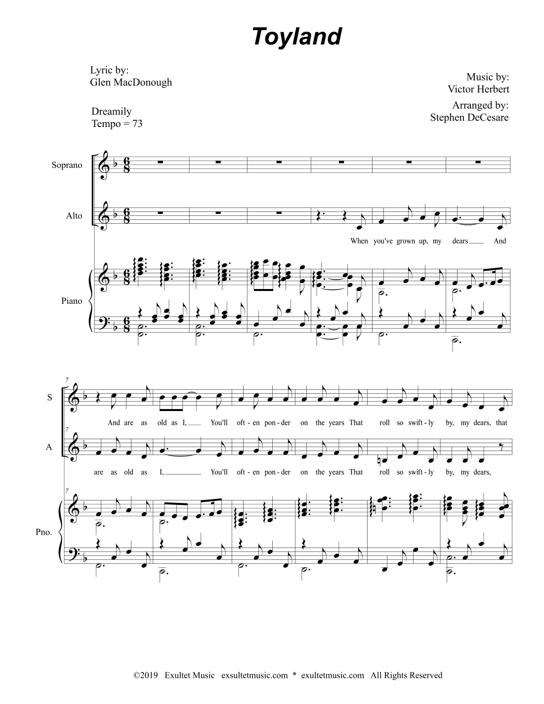 Toyland (Duet for Soprano and Alto solo) (arr. Stephen DeCesare)