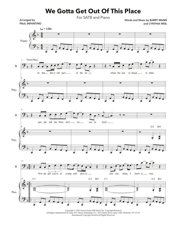 We Gotta Get Out Of This Place (arr. Paul Infantino)