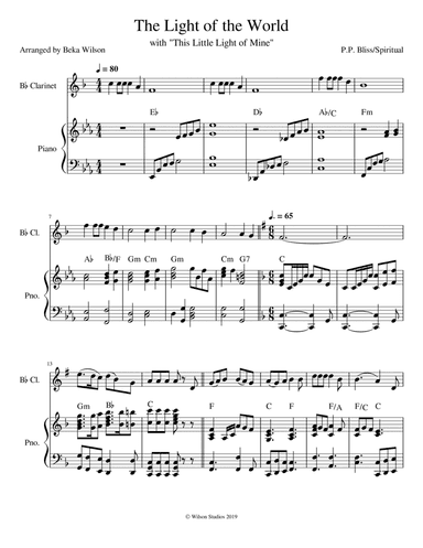 The Light of the World is Jesus/This Little Light of Mine--clarinet solo (arr. Beka Wilson)