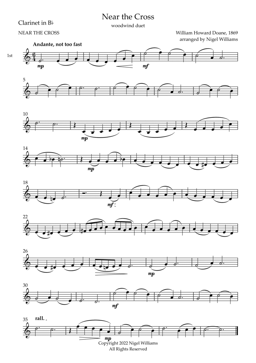 Near the Cross, for Clarinet Duet (arr. Nigel Williams)