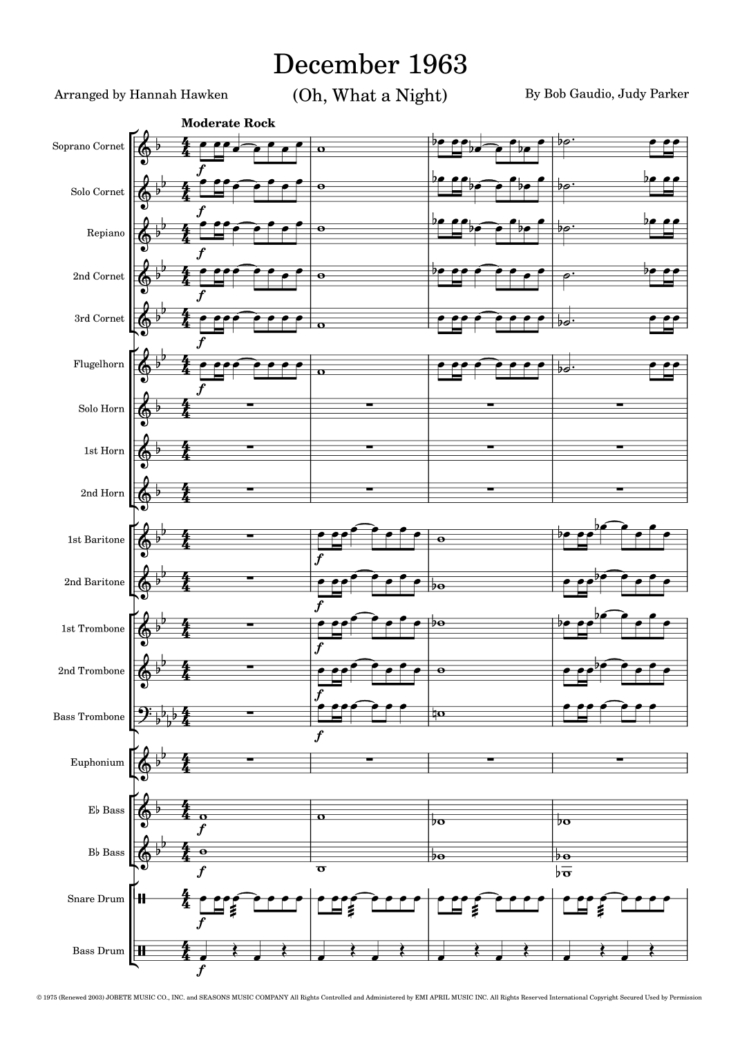 December 1963 (oh, What A Night) (arr. Hannah Hawken)