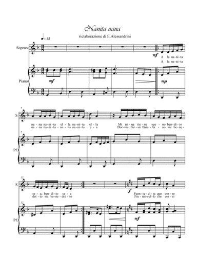 Nanita Nana. Voce e Piano (arr. Ester Alessandrini)