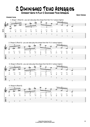 C Diminished Triad Arpeggios (5 Ways to Play)