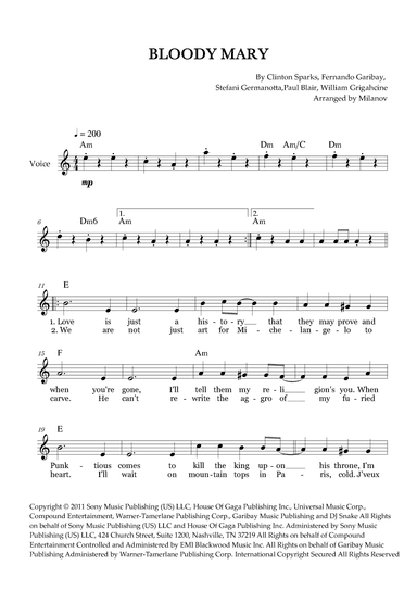 Bloody Mary (arr. Milanov)