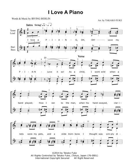 I Love A Piano (arr. Takako Fuke)