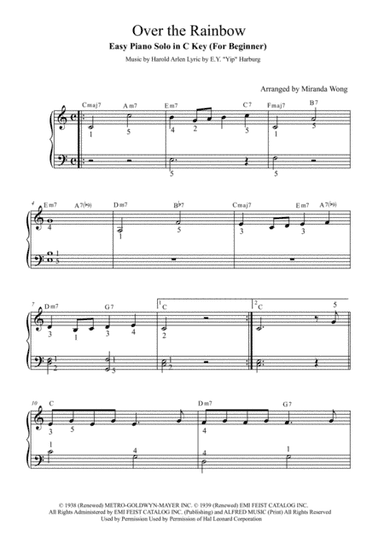Over The Rainbow (from The Wizard Of Oz) (arr. Miranda Wong)