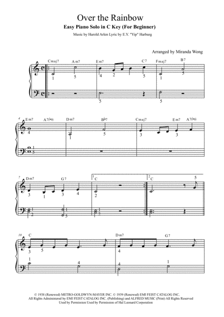 Over The Rainbow (from The Wizard Of Oz) (arr. Miranda Wong)