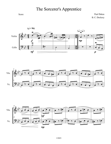The Sorcerer's Apprentice (Violin and Cello Duet) (arr. B. C. Dockery)
