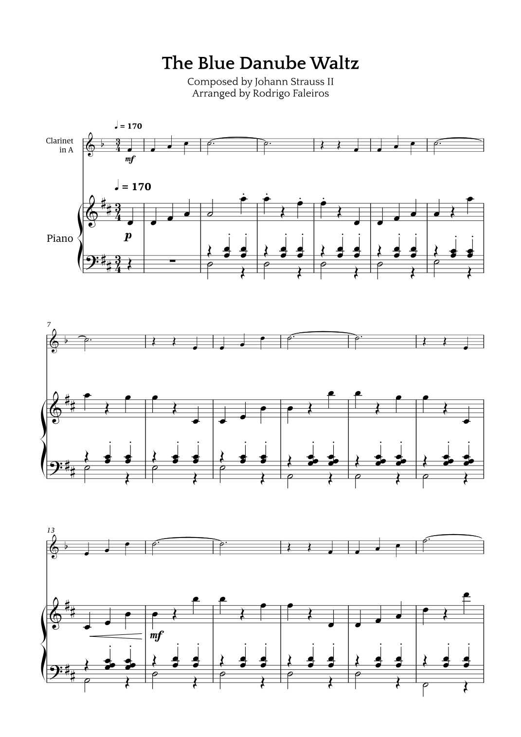 The Blue Danube Waltz (arr. Rodrigo Faleiros)