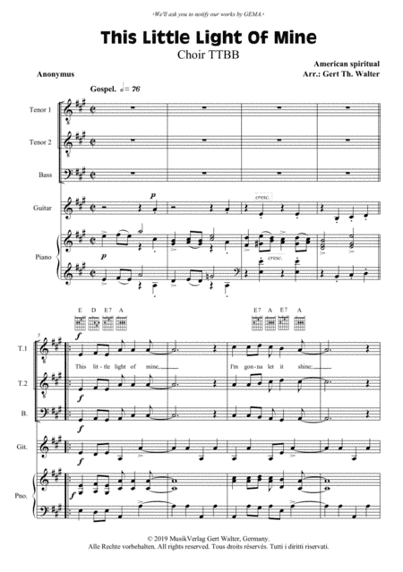 This Little Light Of Mine (arr. Gert Th. Walter)