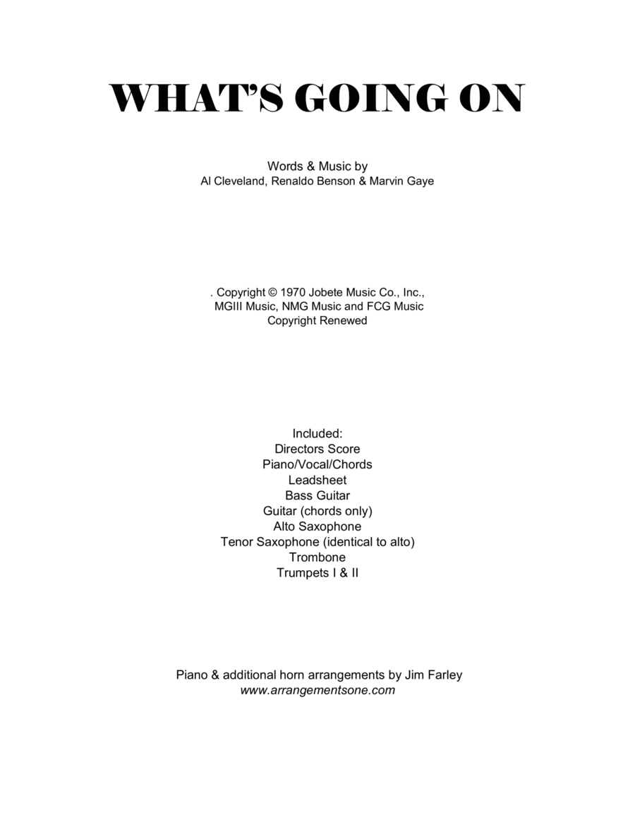 What's Going On (arr. Jim Farley www.arrangementsone.com)