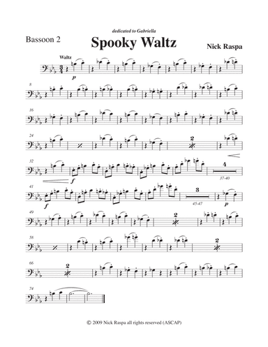 Spooky Waltz from Three Dances for Halloween - Bassoon 2 part