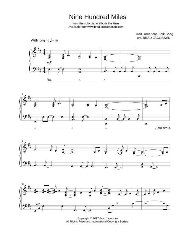 Nine Hundred Miles (arr. Brad Jacobsen)