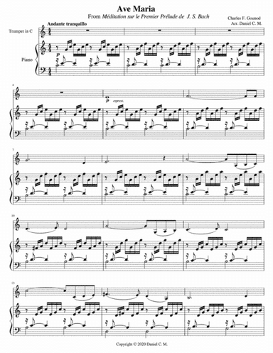 Ave Maria by Gounod (for C trumpet  and piano) (arr. Daniel C. M.)