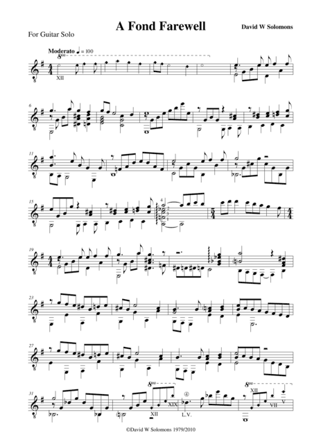 A fond farewell (Leaving for America) for guitar solo