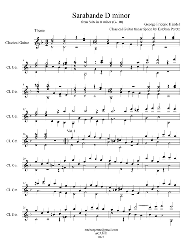 Sarabande D minor (arr. Esteban Peretz)