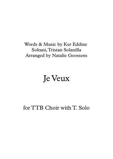 Je Veux (arr. Natalie Goossens)