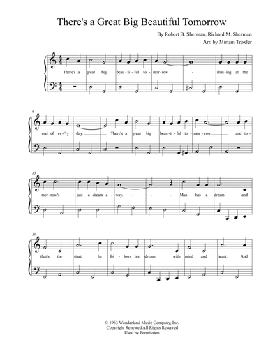 There's A Great Big Beautiful Tomorrow (arr. Miriam Troxler)