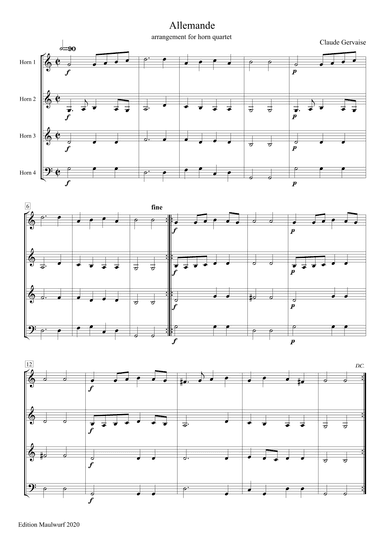 Allemande (arr. Edition Maulwurf)