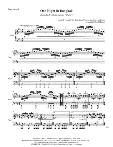 One Night In Bangkok (arr. David Maddux)