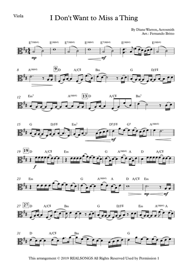 I Don't Want To Miss A Thing (arr. Fernando Britto)