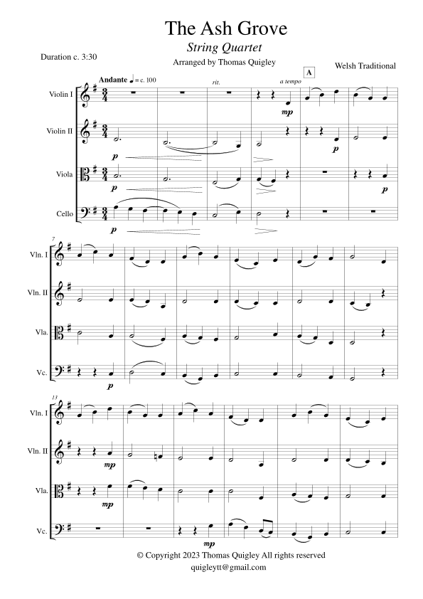 The Ash Grove (arr. Thomas Quigley)