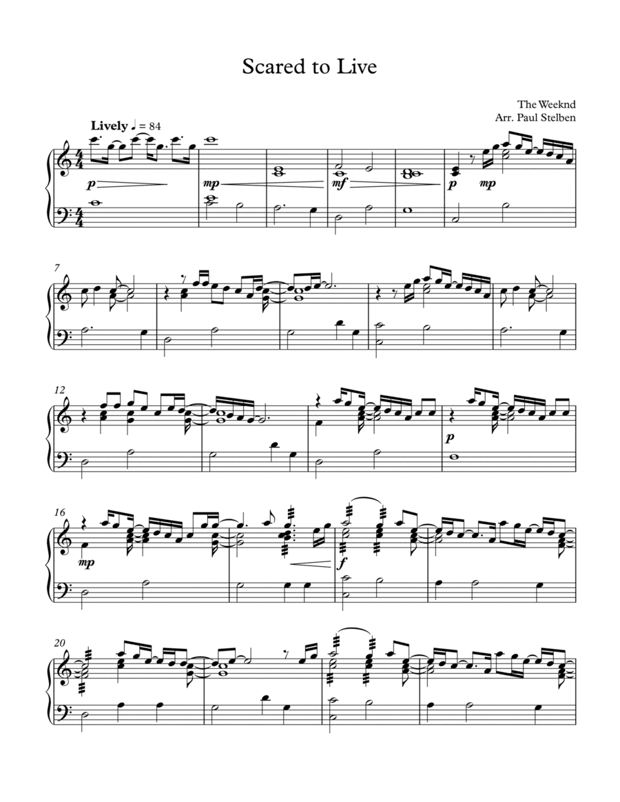 Scared To Live (arr. Paul Stelben)
