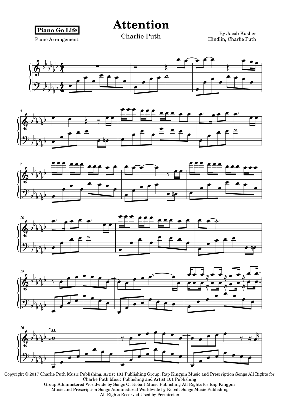 Attention (arr. Piano Go Life)