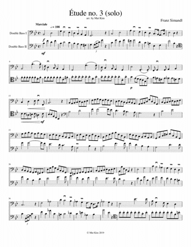 Franz Simandl Étude no. 3 in Bb Major (Marciale) for Two Double Basses (arr. Mat Kim)