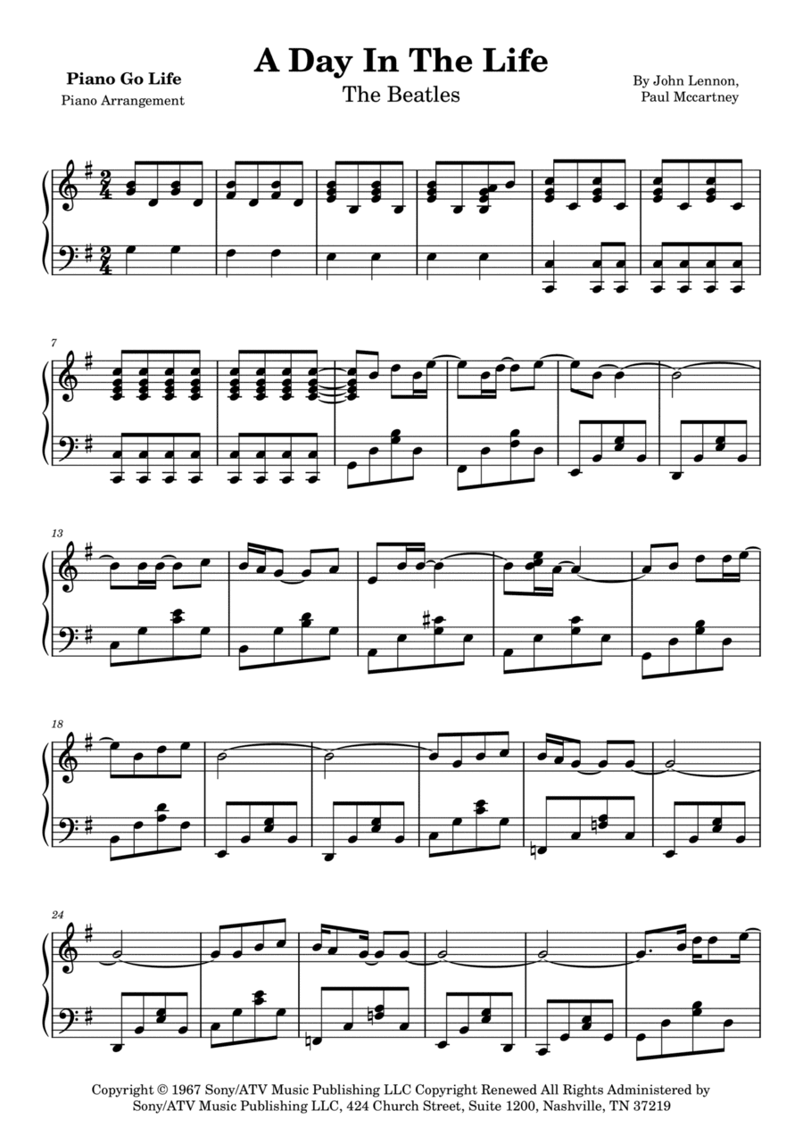 A Day In The Life (arr. Piano Go Life)